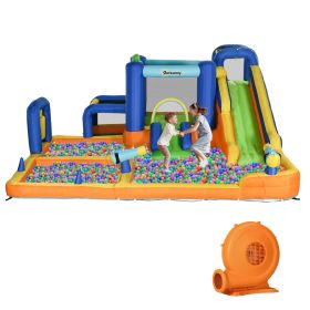 Outsunny Ultimate Water Slide 7-in-1 with Pool, Climbing Wall, Water Cannon, Basketball Hoop, Boxing, Football | for Kids 3-8 Years