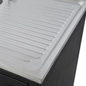Outdoor Movable Kitchen Sink Patio Modular Kitchen Sink Station with Cabinet for Garden, Patio, Backyard, Matte Black