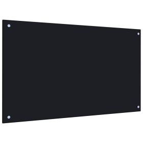 Kitchen Backsplash Black 39.4"x23.6" Tempered Glass