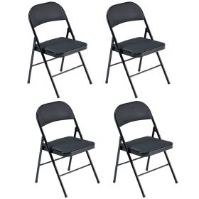 4PCS Folding Chair with PVC Cushion Soft Padded Seat and Backrest Heavy Duty Steel Frame Supports 150KG Portable and Compact for Home Office Even
