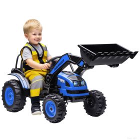 Kids Tractor 6V Battery Powered Digger Ride On Excavator Music Headlight Moving Forward Backward Blue