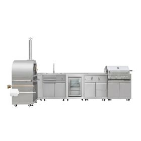 TMG Living Kitchen Pro Series 7-Piece Stainless Steel Modular Outdoor Kitchen Suite Set, 35" Refrigerator Cabinet, 32" BBQ, 4-Burner Gas Grill, S (Material: Box 06)